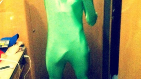 Chris Brown Shows All In Alien Costume