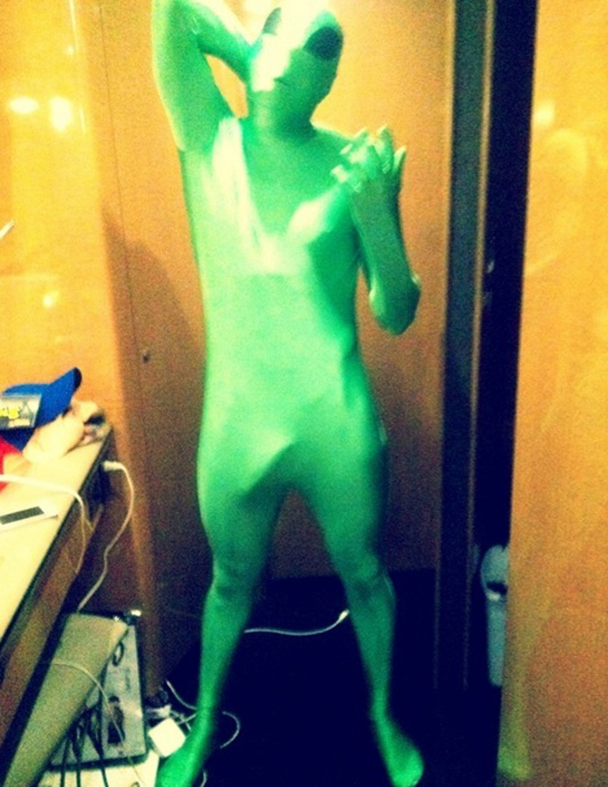 Chris Brown Shows All In Alien Costume